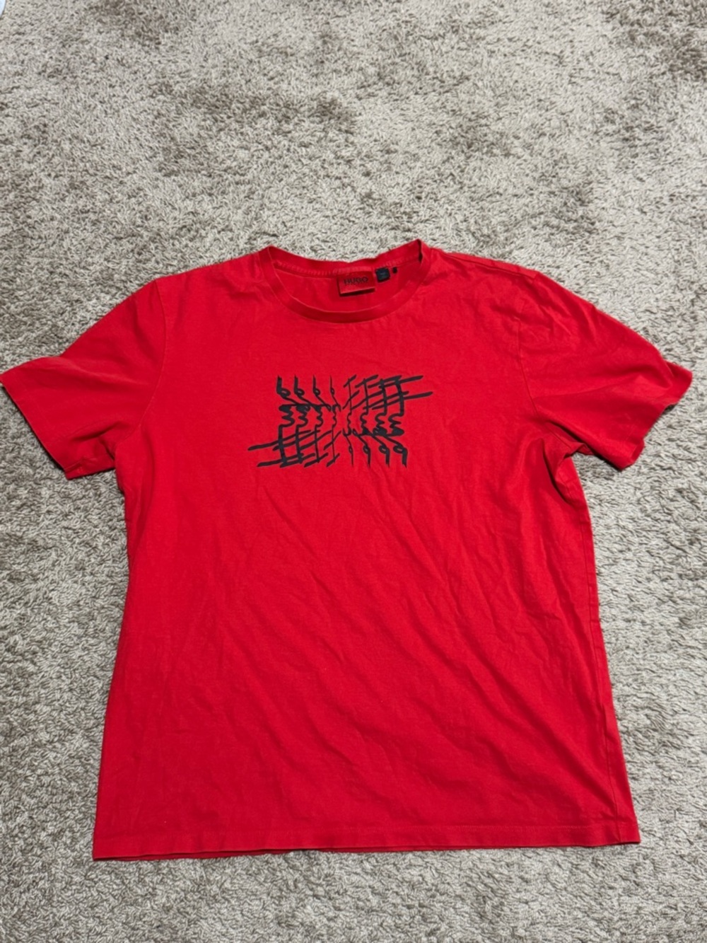 Red HUGO brand graphic crew neck t-shirt Sz XL